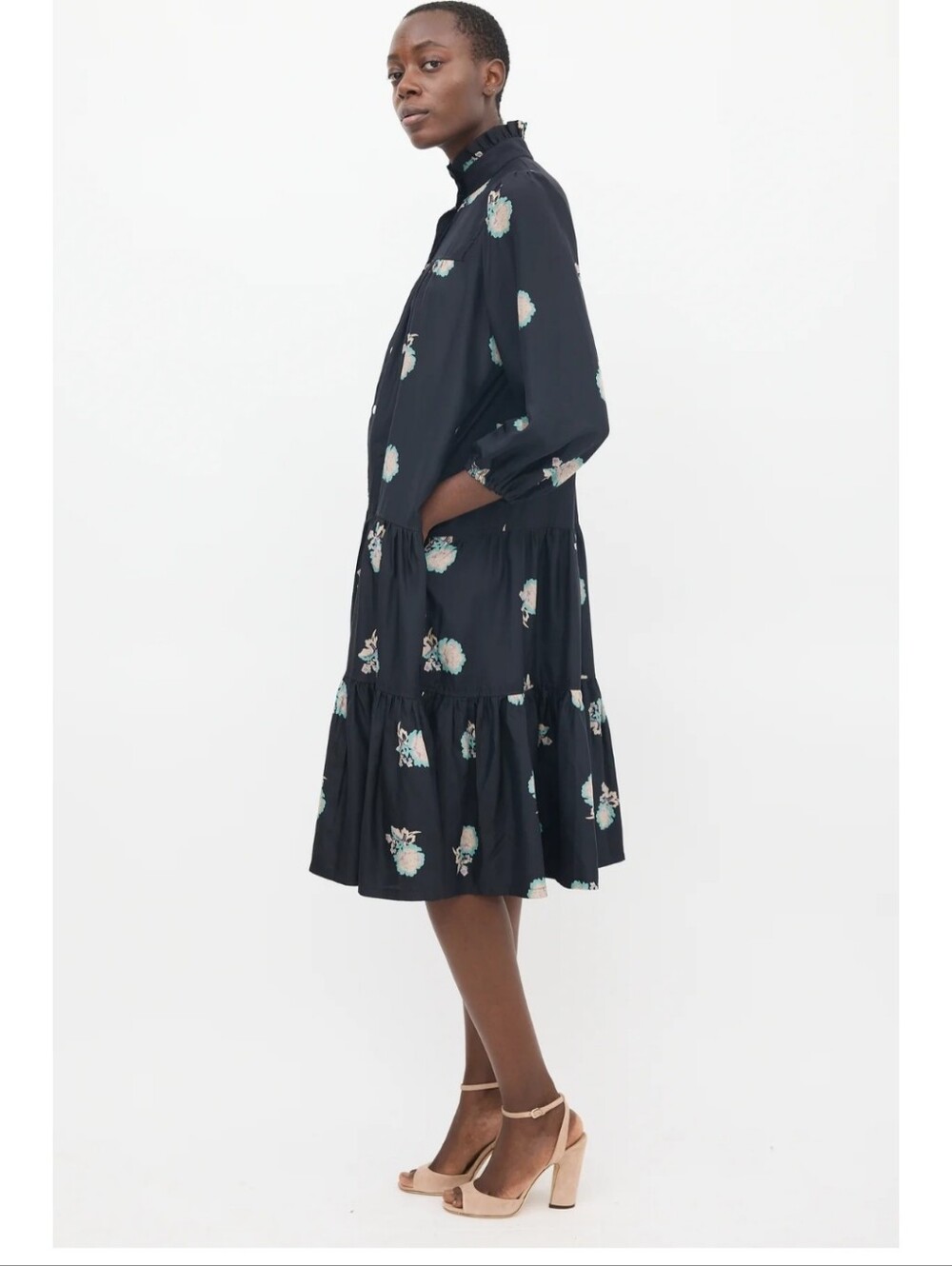 Horses Atelier Silk Floral Tiered Midi Dress